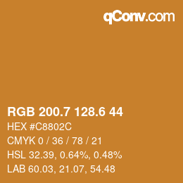 カラーコード: RGB 200.7 128.6 44 | qconv.com