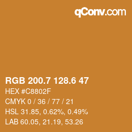 カラーコード: RGB 200.7 128.6 47 | qconv.com