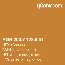 カラーコード: RGB 200.7 128.6 51 | qconv.com
