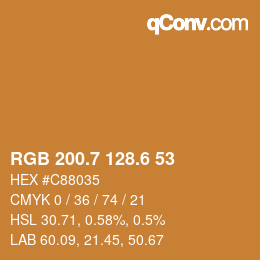 カラーコード: RGB 200.7 128.6 53 | qconv.com