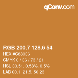 カラーコード: RGB 200.7 128.6 54 | qconv.com