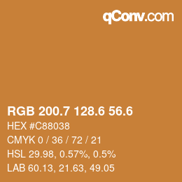 カラーコード: RGB 200.7 128.6 56.6 | qconv.com