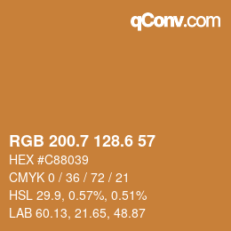 カラーコード: RGB 200.7 128.6 57 | qconv.com