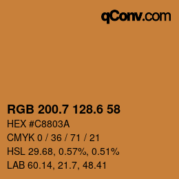 カラーコード: RGB 200.7 128.6 58 | qconv.com