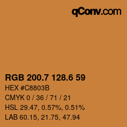 カラーコード: RGB 200.7 128.6 59 | qconv.com