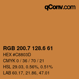カラーコード: RGB 200.7 128.6 61 | qconv.com