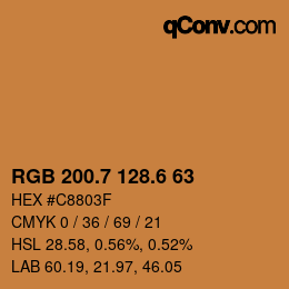 カラーコード: RGB 200.7 128.6 63 | qconv.com