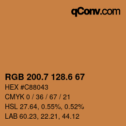 カラーコード: RGB 200.7 128.6 67 | qconv.com