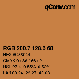 カラーコード: RGB 200.7 128.6 68 | qconv.com