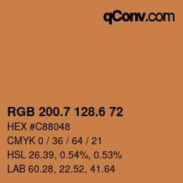 カラーコード: RGB 200.7 128.6 72 | qconv.com