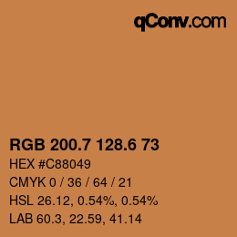 カラーコード: RGB 200.7 128.6 73 | qconv.com