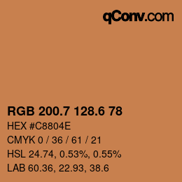カラーコード: RGB 200.7 128.6 78 | qconv.com