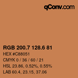 カラーコード: RGB 200.7 128.6 81 | qconv.com