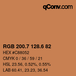 カラーコード: RGB 200.7 128.6 82 | qconv.com