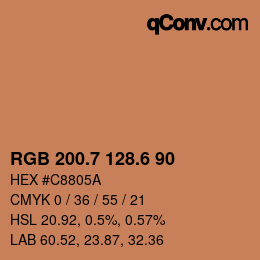 カラーコード: RGB 200.7 128.6 90 | qconv.com
