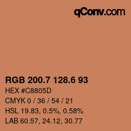 カラーコード: RGB 200.7 128.6 93 | qconv.com