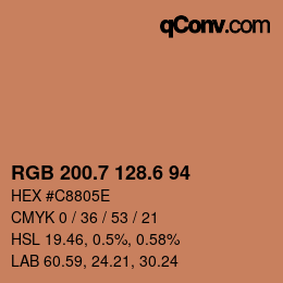 カラーコード: RGB 200.7 128.6 94 | qconv.com
