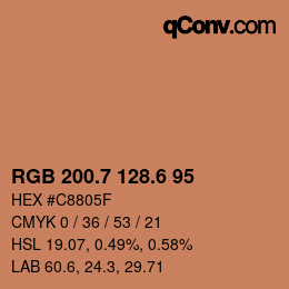 カラーコード: RGB 200.7 128.6 95 | qconv.com