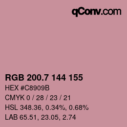 カラーコード: RGB 200.7 144 155 | qconv.com