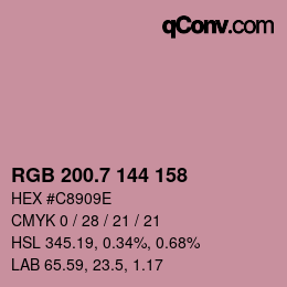 カラーコード: RGB 200.7 144 158 | qconv.com