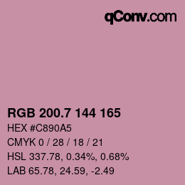 カラーコード: RGB 200.7 144 165 | qconv.com