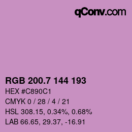 カラーコード: RGB 200.7 144 193 | qconv.com