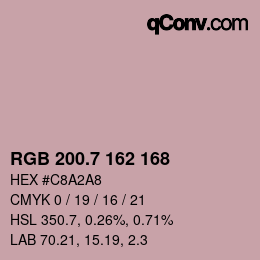 カラーコード: RGB 200.7 162 168 | qconv.com
