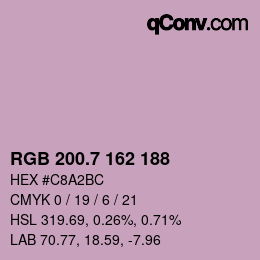 カラーコード: RGB 200.7 162 188 | qconv.com