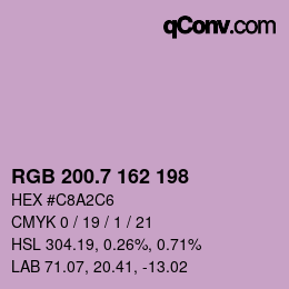 カラーコード: RGB 200.7 162 198 | qconv.com