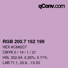カラーコード: RGB 200.7 162 199 | qconv.com
