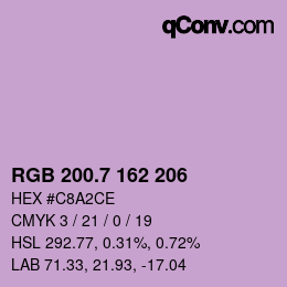 カラーコード: RGB 200.7 162 206 | qconv.com