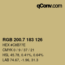 カラーコード: RGB 200.7 183 126 | qconv.com