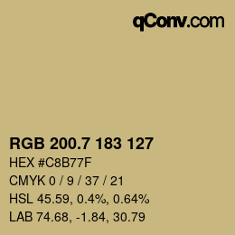 カラーコード: RGB 200.7 183 127 | qconv.com