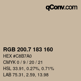 カラーコード: RGB 200.7 183 160 | qconv.com