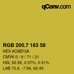 颜色代码: RGB 200.7 183 58 | qconv.com