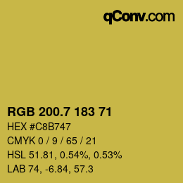 カラーコード: RGB 200.7 183 71 | qconv.com