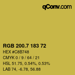 カラーコード: RGB 200.7 183 72 | qconv.com
