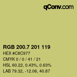 カラーコード: RGB 200.7 201 119 | qconv.com