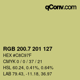 カラーコード: RGB 200.7 201 127 | qconv.com