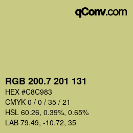 カラーコード: RGB 200.7 201 131 | qconv.com