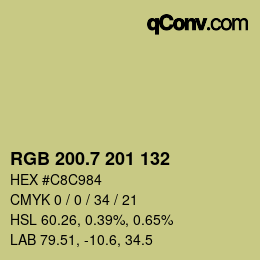カラーコード: RGB 200.7 201 132 | qconv.com