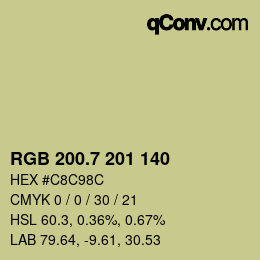 カラーコード: RGB 200.7 201 140 | qconv.com