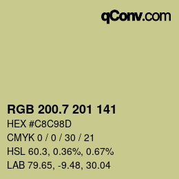 カラーコード: RGB 200.7 201 141 | qconv.com