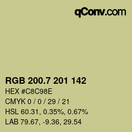 カラーコード: RGB 200.7 201 142 | qconv.com