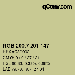 カラーコード: RGB 200.7 201 147 | qconv.com