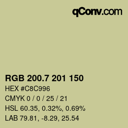 カラーコード: RGB 200.7 201 150 | qconv.com