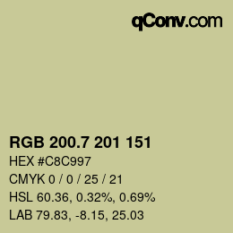 カラーコード: RGB 200.7 201 151 | qconv.com