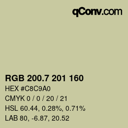 カラーコード: RGB 200.7 201 160 | qconv.com