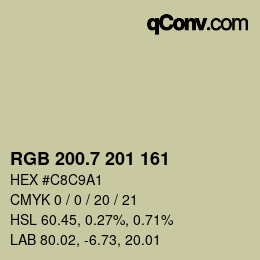 カラーコード: RGB 200.7 201 161 | qconv.com