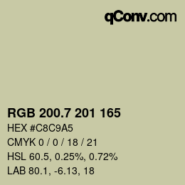 カラーコード: RGB 200.7 201 165 | qconv.com